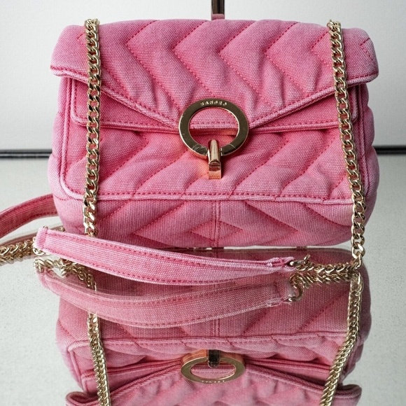 Sandro Yza Quilted Canvas Shoulder Bag Pink - Picture 11 of 13